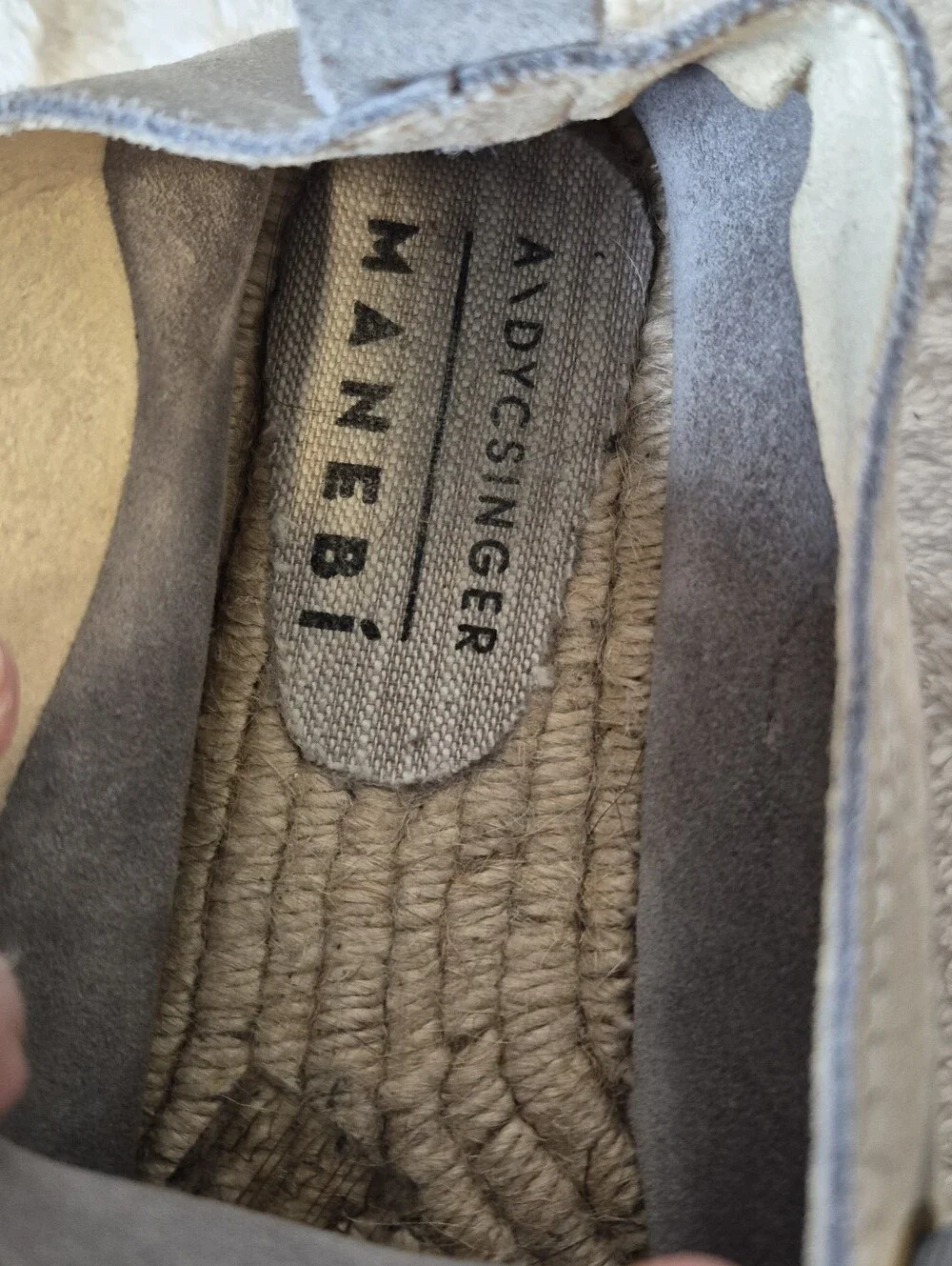 Manebi Hampton Double Sole Platform Espadrille Sneakers Grey Suede Size 8.5